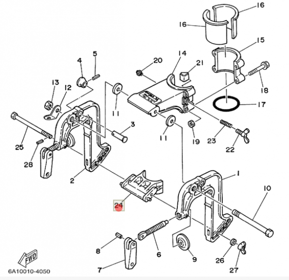 Упор дейдвуда YAMAHA 2 HIDEA 3,5 (3.5F-03.04; 6A1-43351-00)(PREMARINE)