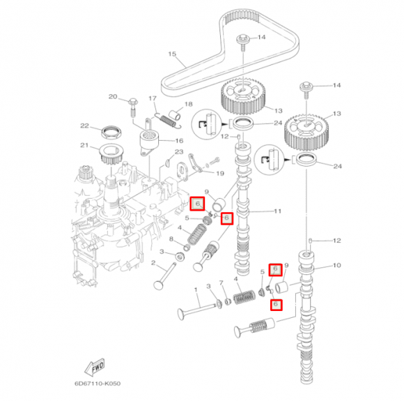 Сухарь клапана Yamaha F75-115 (Yamaha)