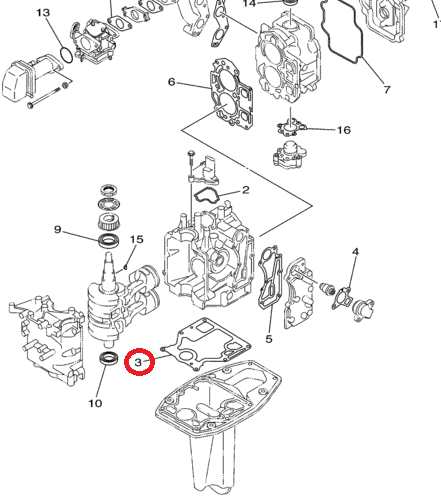 Прокладка под блок Yamaha F9.9-15 (RT)