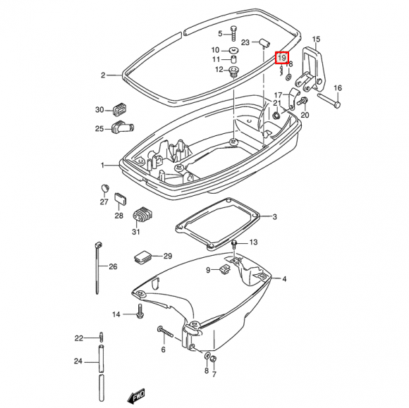 Штифт защелки капота SUZUKI DT9.9-40 DF9.9-70 09385-04003 (KACAWA)