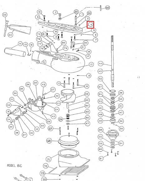 Переходная плита водомета Yamaha 40X (средняя серия) (T40-30001; 1366) (PREMARINE)