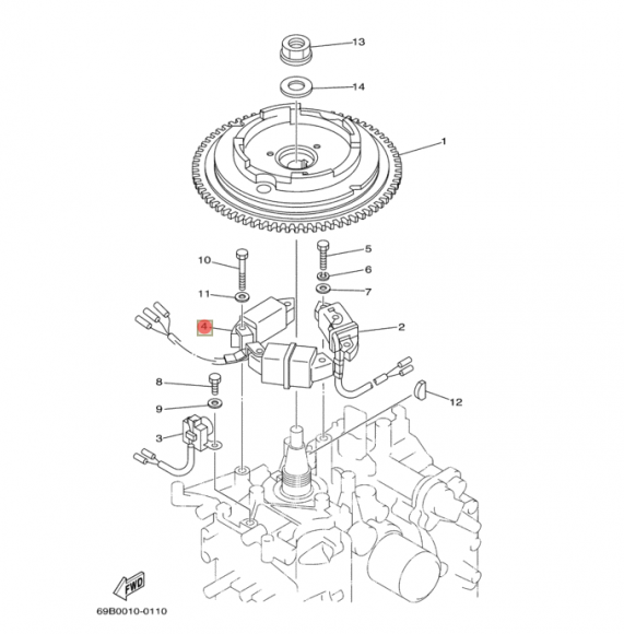 Катушка генераторная Yamaha F9.9-15 66M-85533-00 (F15-01.06.02.00) (PREMARINE2)