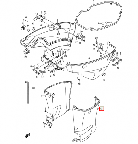 Боковая крышка правая Suzuki DF150-DF200 (R) (61131-96J02-0EP) (Suzuki)